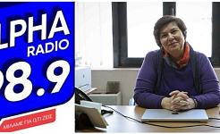 Το λογότυπο του Alpha Radio 9,89 και η φωτογραφία της Προέδρου της ΕΕΔΑ