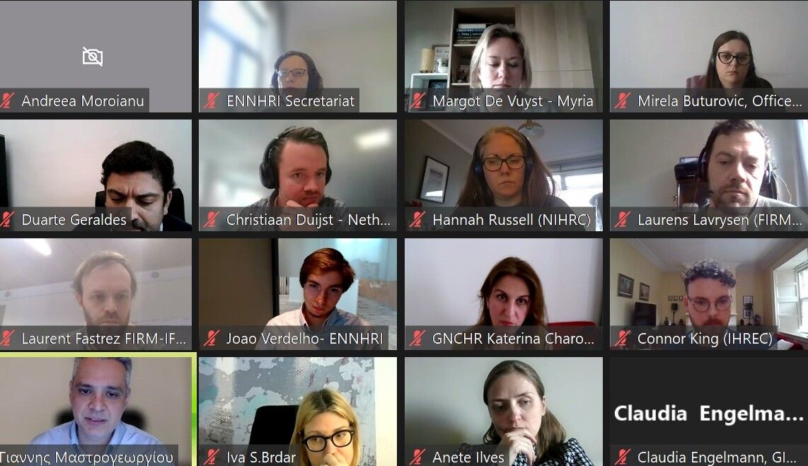 Screenshot από τη συνάντηση της Ομάδας Εργασίας του ENNHRI